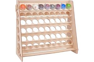 PH PandaHall Wooden Paint Organizer, 54 Holes Paint Rack Stand Craft Painting Storage Pigment Ink Bottle Paints Holder for Miniature Art Craft Supplies Storage