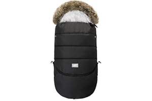 LAT LEE AND TOWN LAT Saco Silla Paseo Universal, Saco Carro Bebe Invierno con Sección Extensible Extraíble, Impermeable Saco Invierno Silla Paseo para Cochecito Carrito (Cuello de Pelo, Negro)