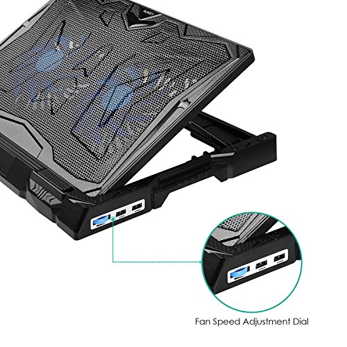 AUKEY Laptop Kühler 12-17 Zoll Ständer Verstellbar, 2 Lüfter mit LEDs, 2 USB Ports, Cooling Pad Notebook Cooler Kühlpad (CP-R6) - 4