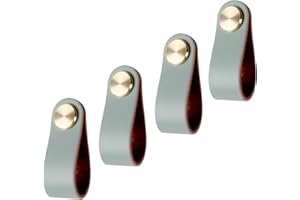 MINICLOSS Set di 4 maniglie in pelle, realizzate a mano, in stile vintage, realizzate a mano, per cabinet, per cabinet, Wardrobe, Kitchen (blu)