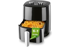 ‎GOURMETMAXX GOURMETmaxx Heißluftfritteuse 3,1L | Airfryer mit 60 Minuten Timer und 6 Funktionen inkl. Auftauen & Erhitzen | energiesparend & geruchsarm frittieren – nahezu ohne Öl | 1350 W
