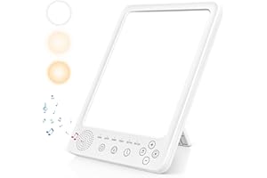 SANKABA Light Therapy Lamp,15000Lux Sunlight Lamp,13 White Noise Light Therapy with 3 Color Temperature & 5 Brightness Levels, 6 Countdown Timer Daylight Lamp for Home,Office (White)