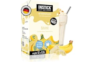 ‎INSTICK JUST ADD WATER INSTICK Zuckerfreies Instant-Getränk für Milchprodukte (Banane) - 1 Packung für 12 x 0,5 L - Ideal für Milch, Joghurt, Skyr, Quark- Vegan & Kalorienarm