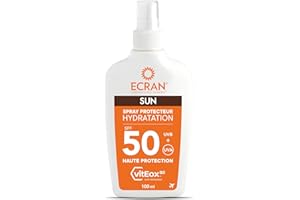 SANYTOL ECRAN® - Spray Protecteur Hydratant - Haute Protection - Technologie vitEox80 - Vitamine E - Protection UVA, UVB, Coups de Soleil - Protection Solaire SPF 50 - Bronzage naturel - Format Voyage
