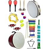 Midex Knitting Tools Set Median Package-2 Maracas Ring Castanet Triangle Rhythm Xylophone Drum Tef (11 Pieces)