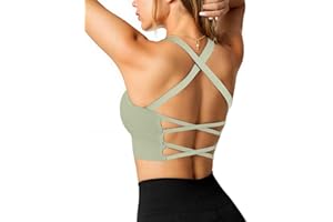 Crewhpo Biustonosz sportowy damski push up biustonosz bez fiszbin wyściełany biustonosz na siłownię biustonosz krzyżowe paski do jogi Jogging Gym S-XL