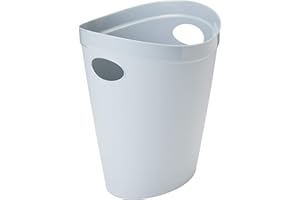 Addis Eco 100% Recycled Plastic Waste Paper Office Bedroom Trash Bin, 12 Litres, Light Grey