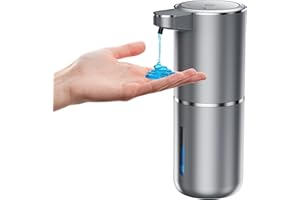 Fantictas Dozownik mydła, automatyczne mocowanie ścienne z czujnikiem podczerwieni, 380 ml, elektryczny dozownik mydła, bez wiercenia, ładowanie przez USB, wodoszczelność IPX5, do łazienki, toalety,