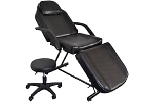 Alightup LEADZM Table de Massage Pliante Professionnelle avec Tabouret à roulettes Legere Aluminium Housse Table Massage Lit Cosmétique Massage 3 Sections Portable Ergonomique Noir