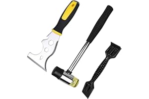 VAILEAL Paint Scraper Tool Set - 13 in 1Stainless Steel Putty Knife Scraper with Rubber Mallet and Glazing Paddle, Multifunctional Painter's Tool Stainless Steel with Soft Rubber Grip