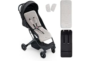 Interbaby Colchoneta Silla Paseo Universal para Verano | Transpirable y Cómoda | Funda Carro Bebe 100% Algodón, 84x34cm, Protectores para Arnés | Funda Silla Paseo Botanico Beige