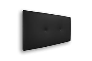 Silcar Home - Cabecero Silvi Tapizado, Estructura Madera, Hilera Botones Estilo Moderno - Fácil Instalación, Acolchado Confort - 90 cm, Polipiel Negro