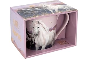 Depesche 12611 Miss Melody Nights Motif de Chevaux et Impression dorée, Tasse en Porcelaine avec Anse, contenance 300 ML env