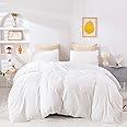 Wellboo White Comforter Sets Solid Color Bedding Sets Cotton Queen Women Men Full Bedding Sets Adult Teen Light Color Quilt Lightweight Microfiber Durable Blankets Breathable Health with 2 Pillowcases