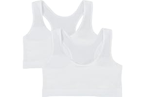 EDS Service Crop Top Bra for Kids, 2 Pack Cotton First Teen Girls Bra, Non- Wire Double Layer Girls Training Bra for Age 8-14 Years