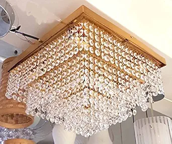 S M Arcade Original Square Golden Finish Crystal Chandelier ,(Sm-92/552)