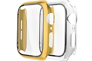 Fengyiyuda 2 Stück Hülle Kompatibel mit Apple Watch 38/42/40/44mm mit Anti-Kratzen TPU Displayschutz Schutzfolie,360°Schutzhülle für iWatch Series 6/5/4/3/2/1/SE,2 Stück,Yellow Gold/Clear,40mm