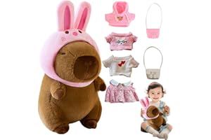 KBIBCK Capibara Peluche, 23cm Capybara Peluche con Ropa y Accesorios, Simulación Carpincho Juguetes, Lindo Peluches Carpincho, para Niñas y Niños