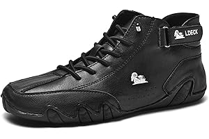 Hbaydor Hommes Femmes Chaussures Hautes en Daim Faites À La Main, Italien Cuir Velcro Casual Baskets Dérapantes Respirantes Respirantes Confortables High Chukka Bottes,Noir,44