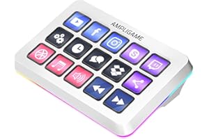 FIFINE Streaming Controller with 15 Customizable Keys for Live Stream, Gaming and Podcast, Macro Keyboard Compatible with Twitch/OBS/YouTube/Streamlabs Etc, White Keypad for Mac and PC - D6W