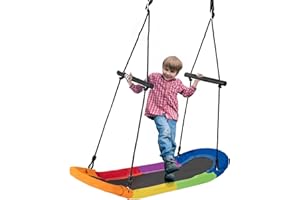 RELAX4LIFE Columpio Nido con Altura Regulable 100-160cm, Columpio Exterior con Reposabrazos y Marco de Acero para Niños y Adultos, Columpio Jardín con 4 Lazos, Carga 150kg (Multicolor)