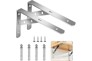 GOHOKI Shelf Bracket Heavy Duty 2 Pcs 90 Degree L Shaped Floating Wall Brackets Stainless Steel Metal Support Joint Angle Bracket Shelf Corner Brace Shelf Bracket White（160x300mm）