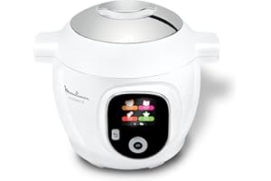 Moulinex, Cookeo Multicuiseur intelligent 6L, 80 recettes intégrées, Cuisson sans surveillance, Ecran intuitif, Guide de cuisson, Application MyMoulinex, 1600W, Blanc, 15 ans réparabilité CE854110