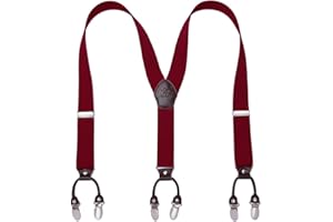 KANGDAI Bretelles Homme Larges 6 clips Brace Men Y Retour Suspensions ajustables élastiques et durables Clips en métal fort