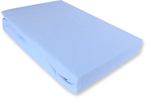 ‎JULIDO Jersey Kinder Spannbettlaken Eisblau/Mittelblau 70x140cm 100% Baumwolle
