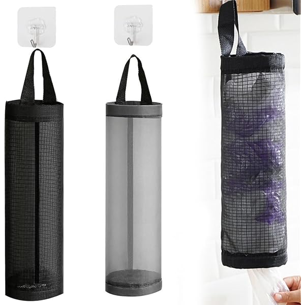 Range-Sacs Plastique Suspendu BOPRKTM - 2 Organisateurs Mesh Avec Crochets Pour Cuisine