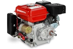 EBERTH 6,5 PS 4,8 kW Benzinmotor Standmotor Kartmotor mit Reduktionsgetriebe 2:1, E-Start, Benzin Motor mit 20 mm Ø Welle, Ölmangelsicherung, 4-Takt, 1 Zylinder, 196 ccm, Antriebsmotor mit Getriebe