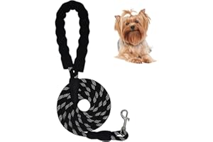 ZENVALY Guinzaglio per Cani, Guinzaglio Addestramento per Cani con Comoda Impugnatura Imbottita e Fili Altamente Riflettenti, Resistente e Durevole, per Cani di Cucciolo e Piccola Taglia, 1,5M, Nero