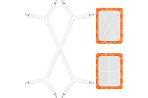 Hanyousheng 2 Pièces Tendeur Drap Housse Lit Drap Réglable, Attache Drap Housse, Elastique Drap Housse avec Clips en Métal, Réglable Élastiques Triangle Sangles, Weiß
