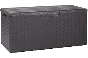 GREENMALL Toomax Baule Multibox Portofino da Esterni con Seduta e Coperchio supportato da Pistoni, Finiture Legno e midollino, Dim cm 123,7x54,5x56,2h, Art. 176, Colore Antracite