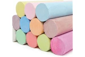 Ossian Giant Pavement Chalks – Pack of 12 Chunky Bright Colourful Washable Assorted Colour Chalk for Young Kids Adults Draw Write Create - Safe Use at Home School Class Art Lesson Nursery Summer