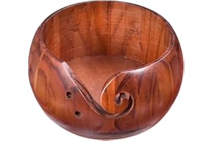 Kaxenig Garnschalen aus Holz mit Löchern - Handgefertigte Garnaufbewahrungsschale rund - Strick-Häkel-Aufbewahrungsschalen mit Löchern, DIY-Strick-Häkel-Zubehör