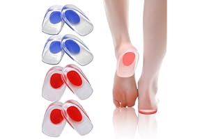 JINGIHE 4 pary żelowych wkładek na ostrogę pięty, silikonowe poduszki na pięcie, miękkie wkładki żelowe chroniące pięty, dla kobiet i mężczyzn, zapalenie powięzi podeszwowej, ból Achillesa (UK 4-7/EU