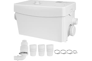 FAAZY Macerator Pump Shower Pump Sanitary 300W Waste Pump 7m Lift, 100L/min, 3 Inlets, Carbon Filter Grey-Water Macerator Alternative for Bathroom & Basement Wash Sink