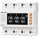 Elektrotek ETK-T1 Trifaze Gerilim ve Akım Koruyucu R&ouml;le, 100A, AC230V, 50/60Hz, DIN Ray Montajlı