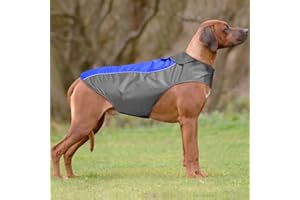 YFbrite Waterproof Dog Coat-Lightweight Dog Raincoat Adjustable Dog Vest Reflective Pet Jacket Warm Dog Cloth for Small Medium Large Dogs (Blue, XX-Large)