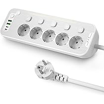 Chacon stekkerdoos met schakelaar 5-voudig & 2 x USB 3m