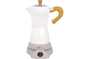 Jocca - Włoski elektryczny ekspres do kawy Nature White Line | 6 filiżanek | Dzbanek bezprzewodowy | Podstawa elektryczna | Obracanie o 360° | Dzbanek z uchwytem na zimno | Automatyczne wyłączanie |