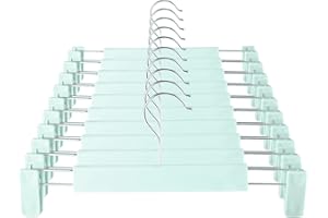 GUANJUNE Wieszaki na ubrania, oszczędzające miejsce uchwyty na spódnicę z haczykami obrotowymi o 360°, regulowanymi klipsami, wieszaki na spodnie, ubrania i dżinsy (10 sztuk, zielone)