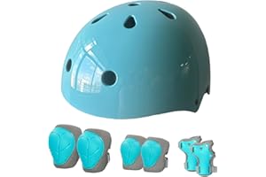 LANOVAGEAR Casque Vélo Enfant Sets de Protection Enfant de 2-8 Ans Ajustable Genouillères Coudières Protège-Poignets pour Velo Skateboard Rollers Skate Trottinette