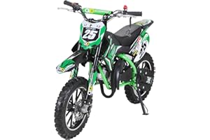 Actionbikes Motors Mini Moto Cross Enfants Gepard 49 CC - Freins à Disque - Filtre à air Sport - Échappement Sport - Pneus à air - Pocket Bike - Moto Enfant - Motocross - Enduro - Dirtbike (Vert)