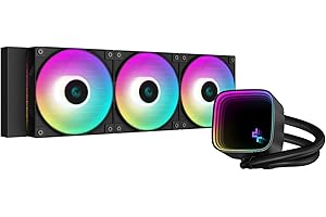 DeepCool LS720 SE Wasserkühlung 360mm 4th Gen Dual Chamber Pumpe 3100RPM 300w TDP AIO Kühler Anti Leak Tech 5v 3pin ARGB Lüfter CPU Wasserkühler Infinity Mirror Block für AMD AM4/AM5 LGA 1700/1200