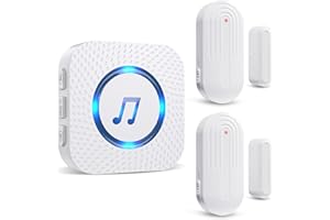 SANJIE Wireless Door Open Alarm Sensor Chime, 800FT Operating Range 55 Chimes 5 Volume Level with LED Indicators,Door Sensor Alarm for Home Store Office Security When Door Opens,1 Receiver 2 Sensors