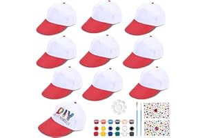 LXWINNER 10 Pezzi berretto graffiti, berretto da dipingere per bambini, berretto da baseball fai da te,berretto da baseball per bambini, per il Regalo di compleanno Bambini Famiglie