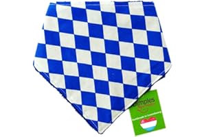 Dimples Hundehalstuch - Bayern Raute Weiß Blau Tracht Oktoberfest - Halstuch für Kleine, Mittlere und Große Hunde, Welpen und Katzen - Besitzer Geschenk - Handgemachtes Accessoire 25cm