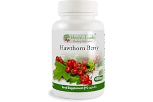 HEALTH LEADS ...WORKING WITH NATURE Hawthorn Berry 450mg x 90 Capsules (100% Additive Free Supplements)